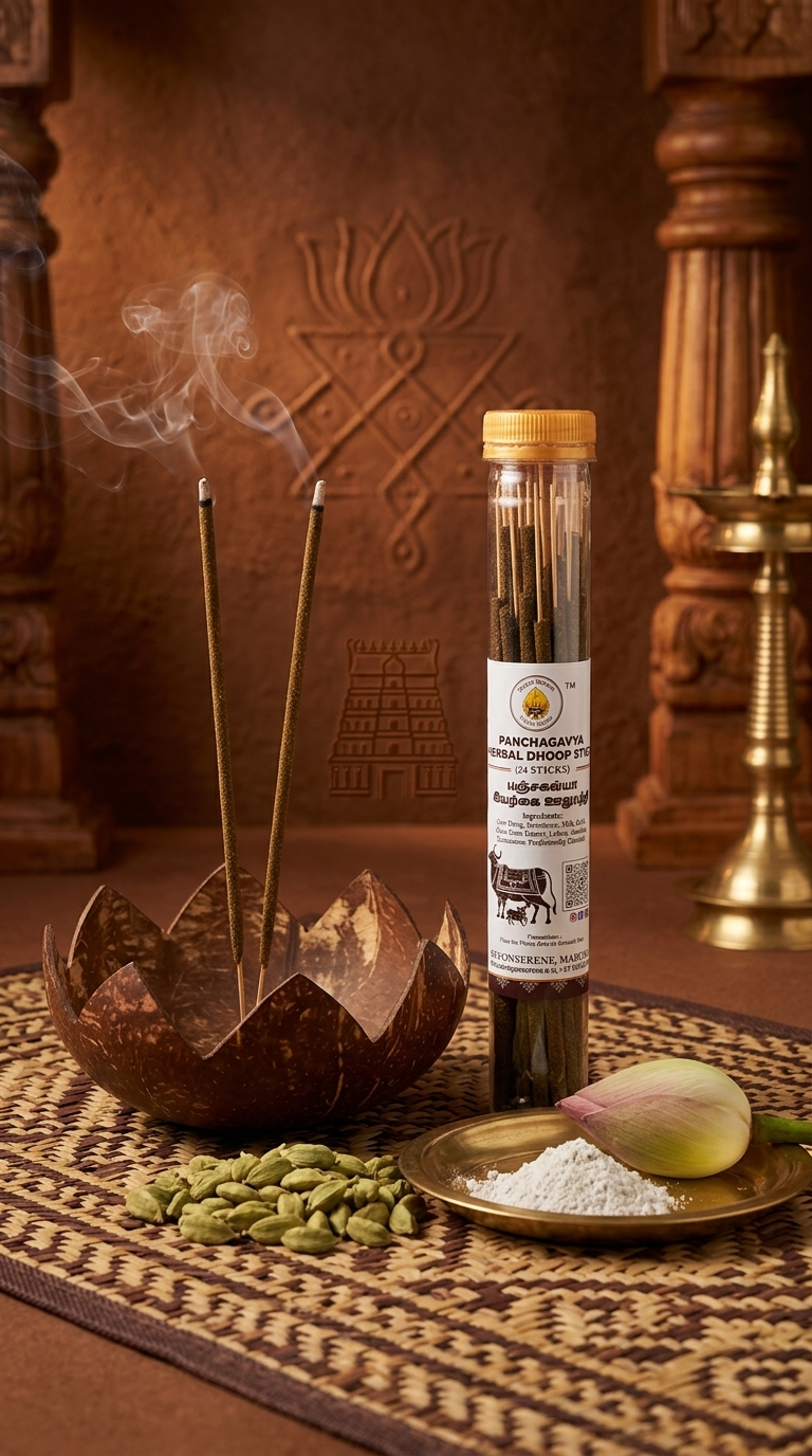 PANCHAGAVYA HERBAL CARDAMOM INFUSED DHOOP STICKS(24 STICKS)