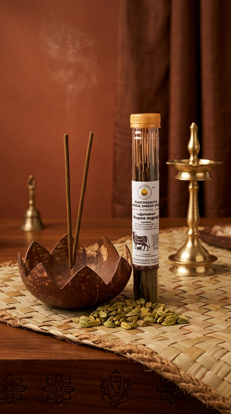 PANCHAGAVYA HERBAL CARDAMOM INFUSED DHOOP STICKS(24 STICKS)