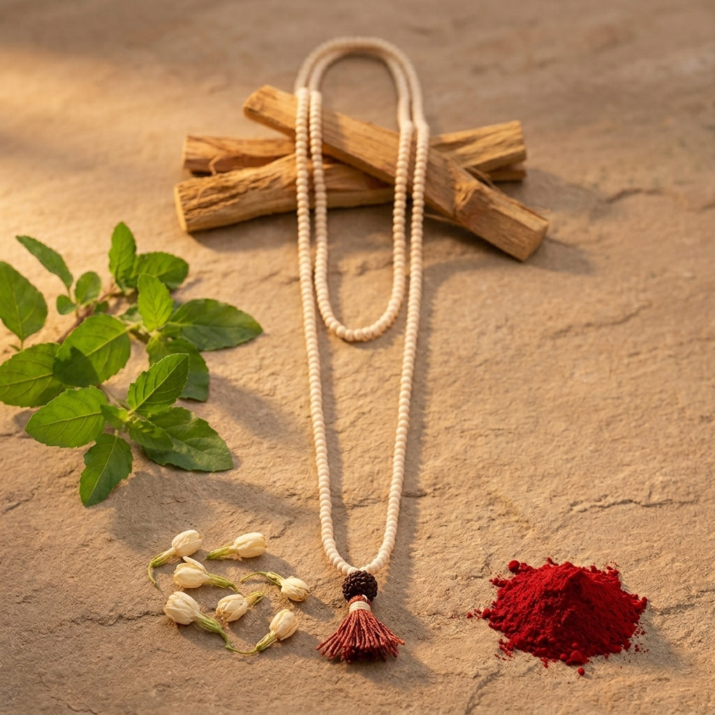 Tulasi Mala (30cm) – Sacred Tulasi Plant Beads